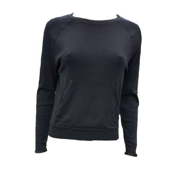 NEW PJ HARLOW becca long sleeve semi crop sweatshirt in black - Picture 1 of 1